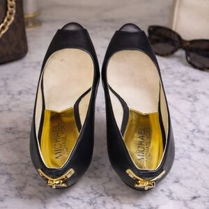 Michael Kors Black Women's Peep Toe Pumps Shoes